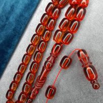 Ahmet Tavlıbıyık Usta işi Kırmızı Ateş Kehribar Tesbih MTKST56