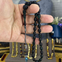 Yeşil Kazaz Püsküllü Ateş Kehribar Tesbih ( 1256 )