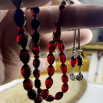 Kırmızı Gümüş Püsküllü Ateş Kehribar (SKU - 1260)