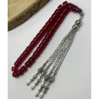 Ateş Kehribar Doğal Taş Tesbih – Özel Kaplama Püsküllü ( 1255 )