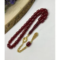 Kırmızı Eski Malzeme Ateş Kehribar Tesbih (1209)