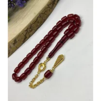 Kırmızı Eski Malzeme Ateş Kehribar Tesbih (1209)