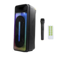 KTS-1762 2x8 İnç Bluetooth Hoparlör – RGB Işıklı, Karaoke, USB-TF-FM Destekli, Siyah