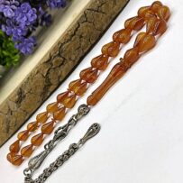 Damla Model Sarı Hareli Ateş Kehribar Tesbih (1134) – Şık ve Parlak Tasarım